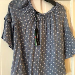 NWT denim with white polka dots